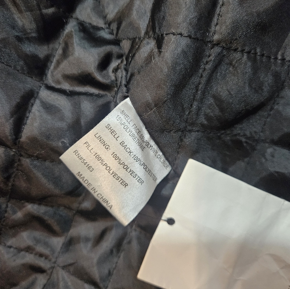 Calvin Klein Black Leather Jacket Men’s XL Quilted Lined - Picture 6 of 10